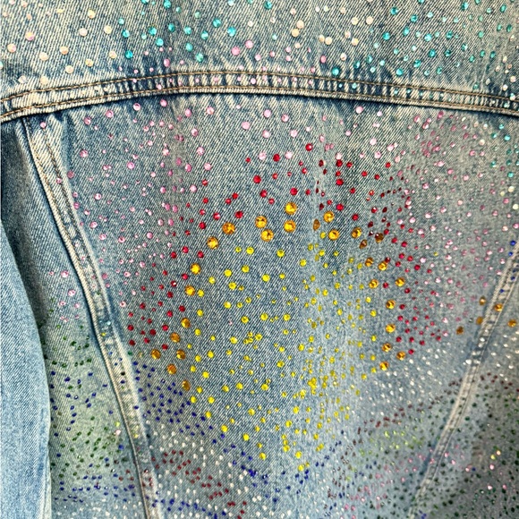 Sun Set Rhinestone hand applied on Sherpa Jean jacket - Picture 10 of 10